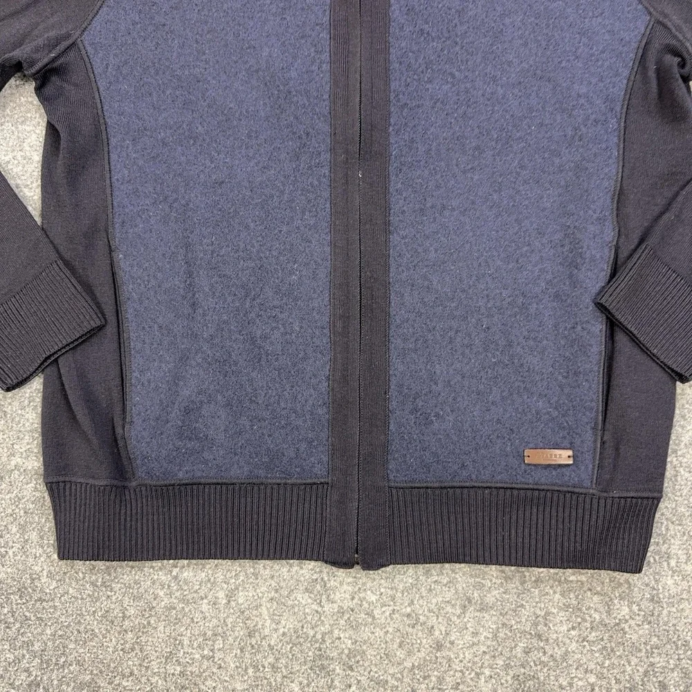 Maerz Sweater Mens 48 Blue Full Zip Mock Neck Virgin Merino Wool Knit Cardigan